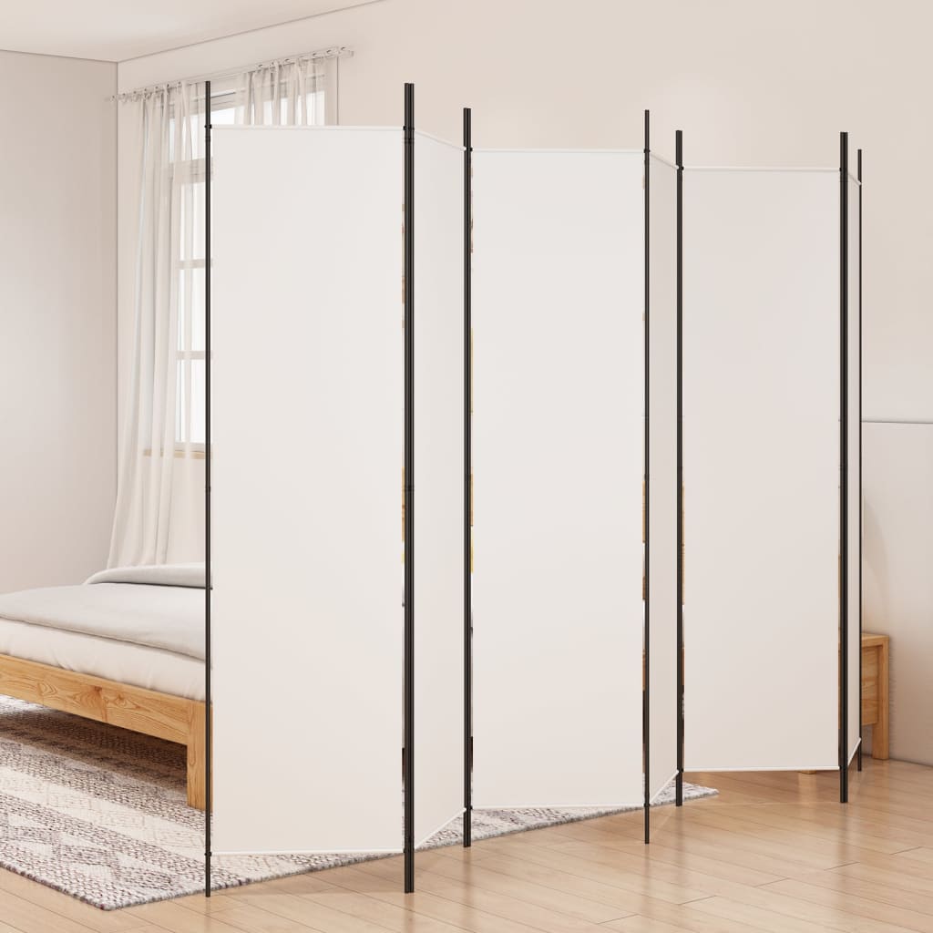 6-Panel Room Divider White 300x200 cm Fabric - Unbeatable Bargains