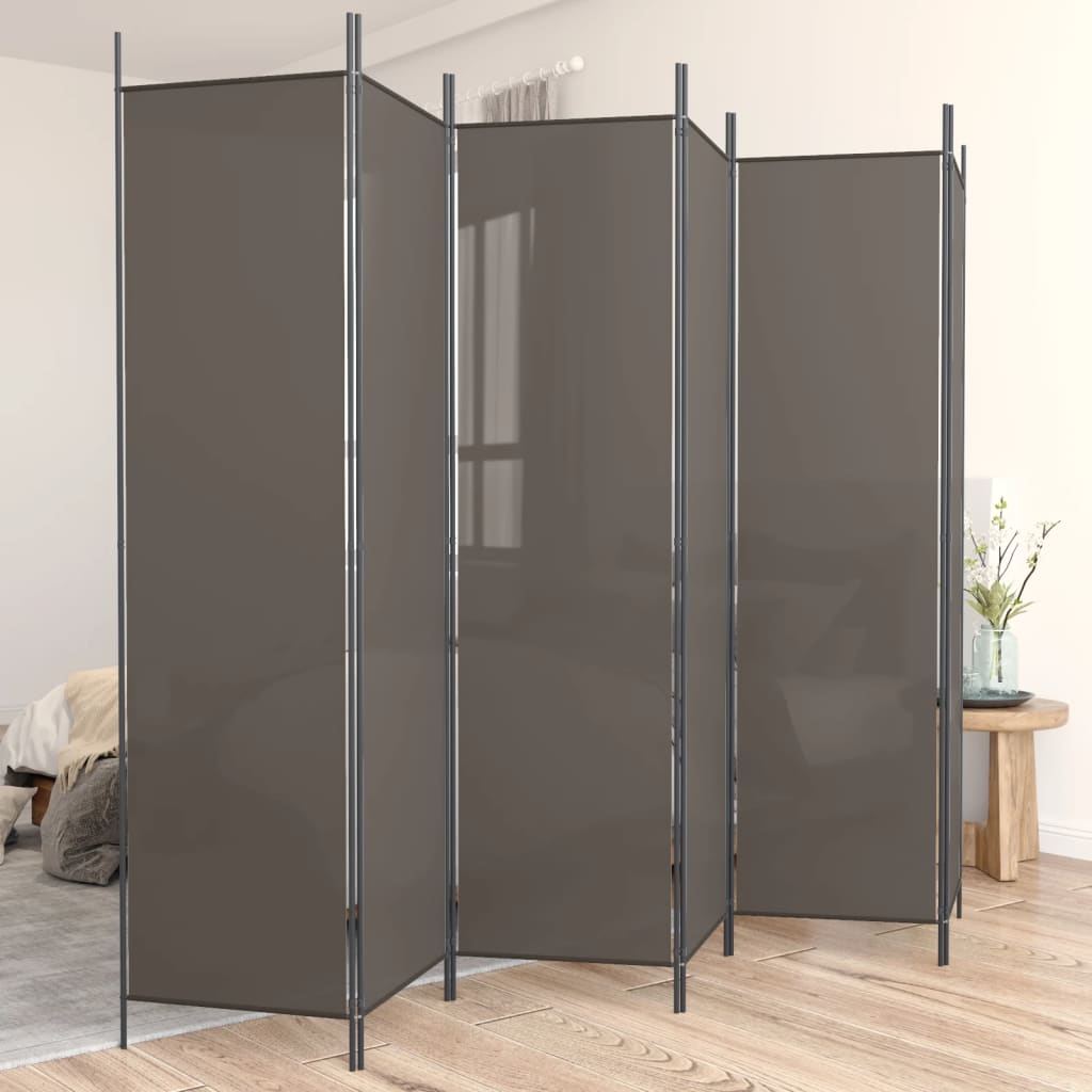 6-Panel Room Divider Anthracite 300x200 cm Fabric - Merlin Deals