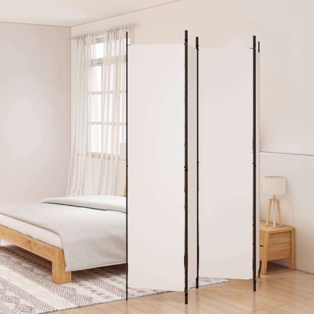 4-Panel Room Divider White 200x220 cm Fabric - Tyrell & Tyrell
