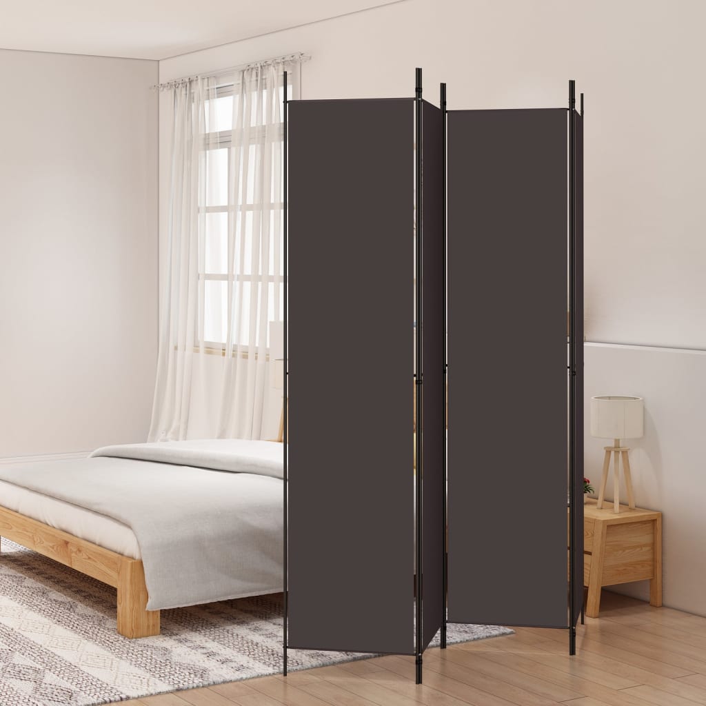 4-Panel Room Divider Brown 200x220 cm Fabric - Sid & Sam