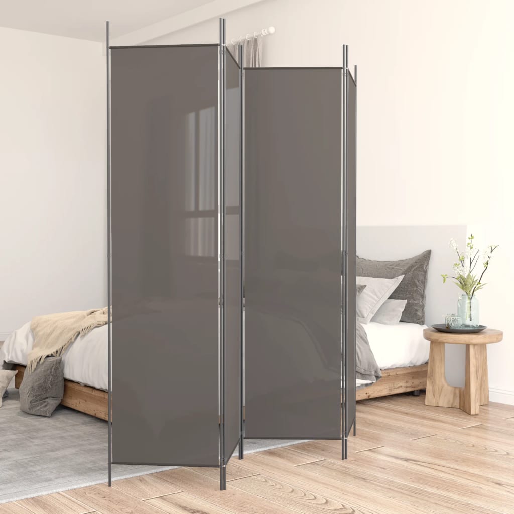 4-Panel Room Divider Anthracite 200x220 cm Fabric - Sid & Sam