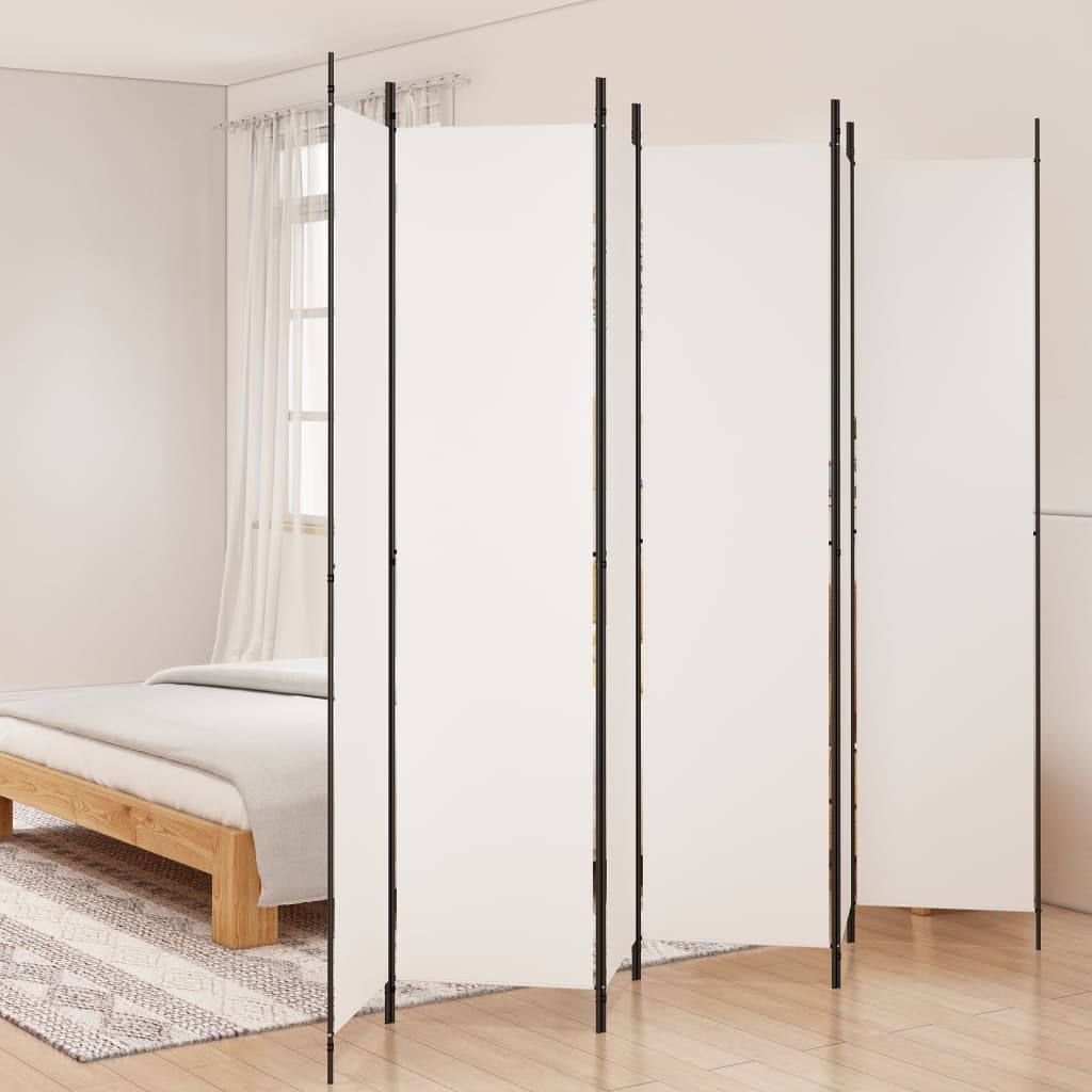 6-Panel Room Divider White 300x220 cm Fabric - Sid & Sam