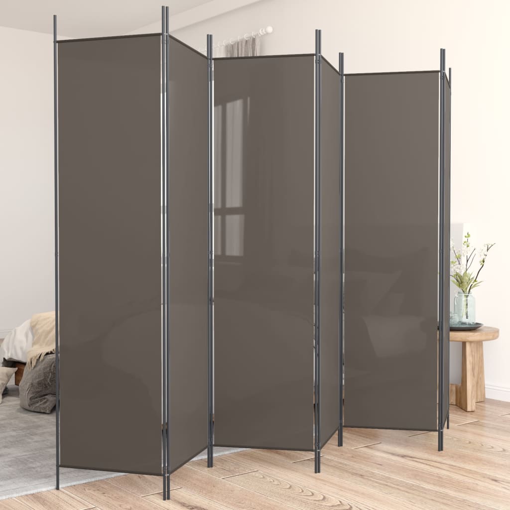 6-Panel Room Divider Anthracite 300x220 cm Fabric - Tyrell & Tyrell
