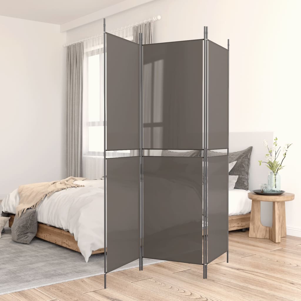 3-Panel Room Divider Anthracite 150x180 cm Fabric - Style and Chic