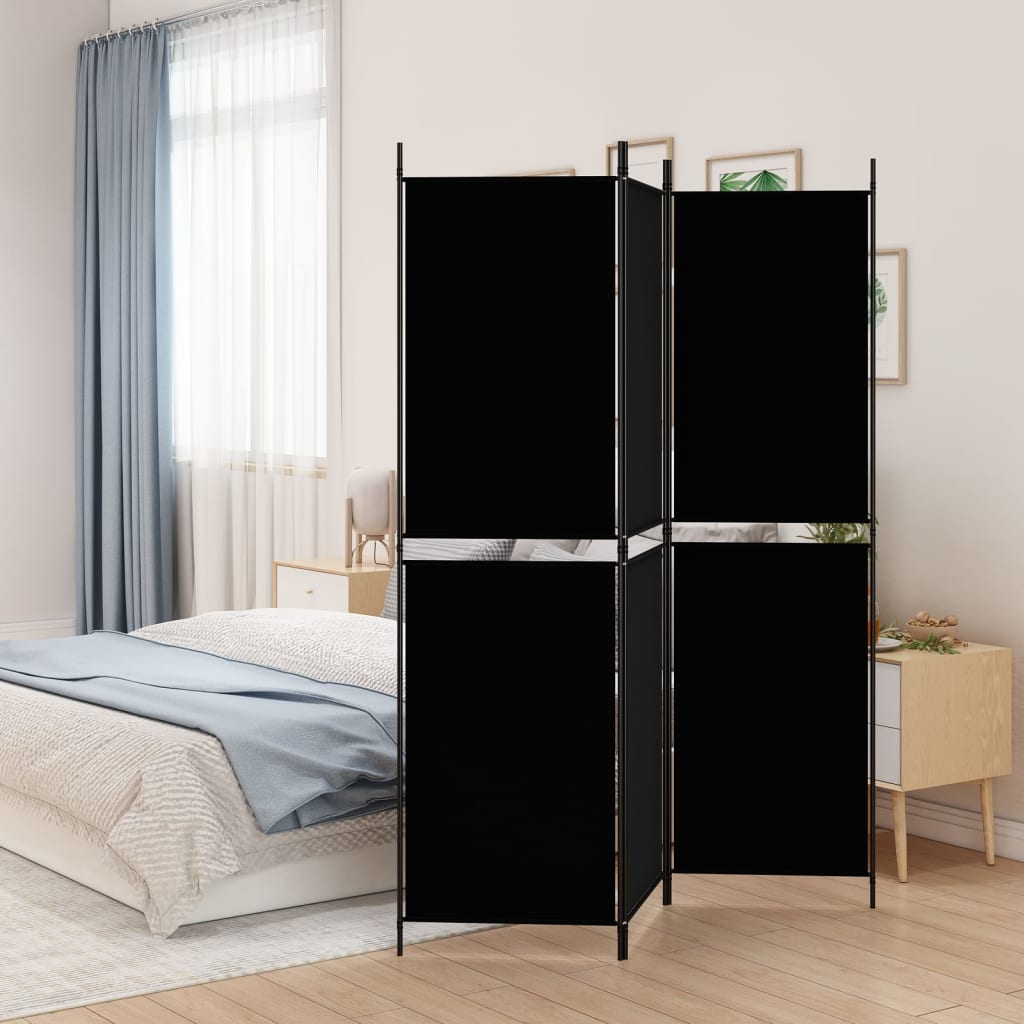 3-Panel Room Divider Black 150x180 cm Fabric - R and M Furniture