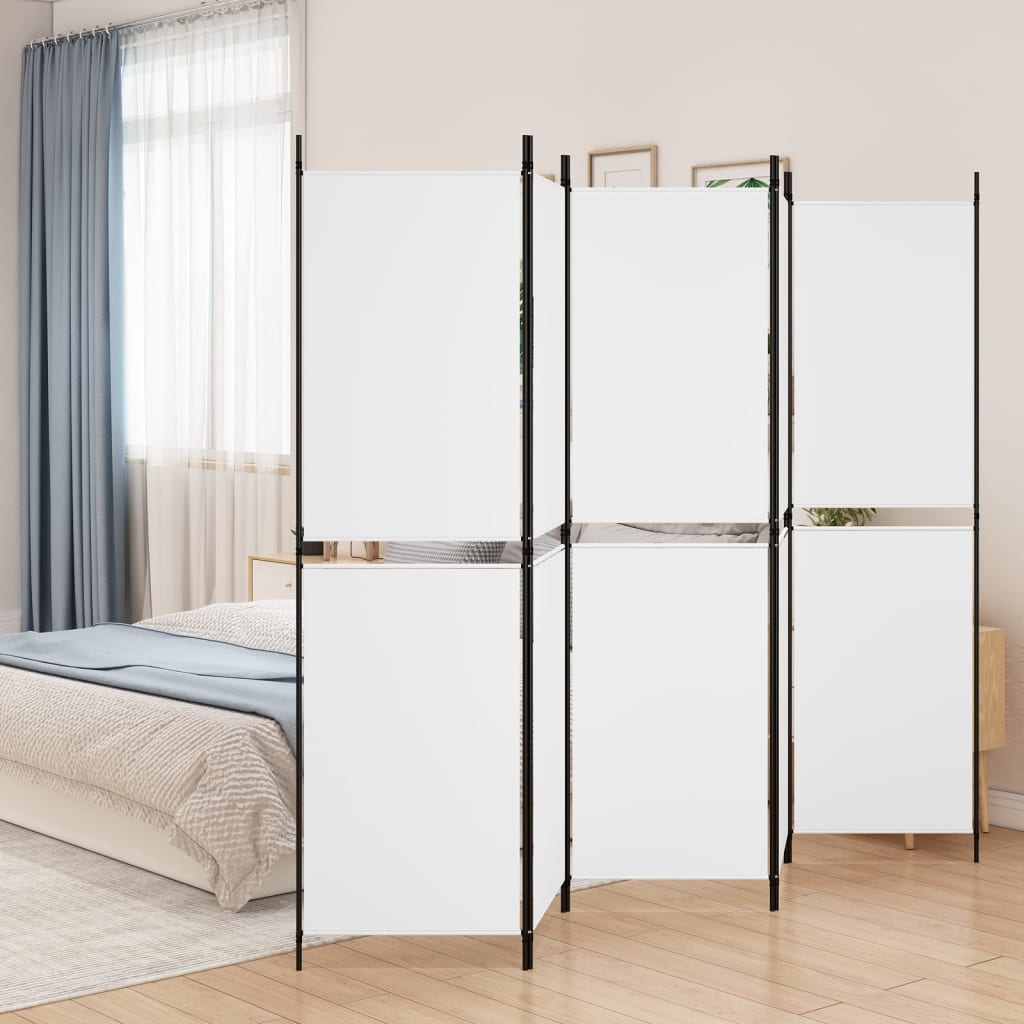 5-Panel Room Divider White 250x180 cm Fabric - Millennium Furniture