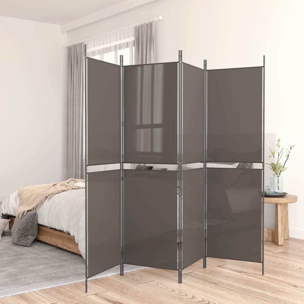 5-Panel Room Divider Anthracite 250x180 cm Fabric - Decor Base