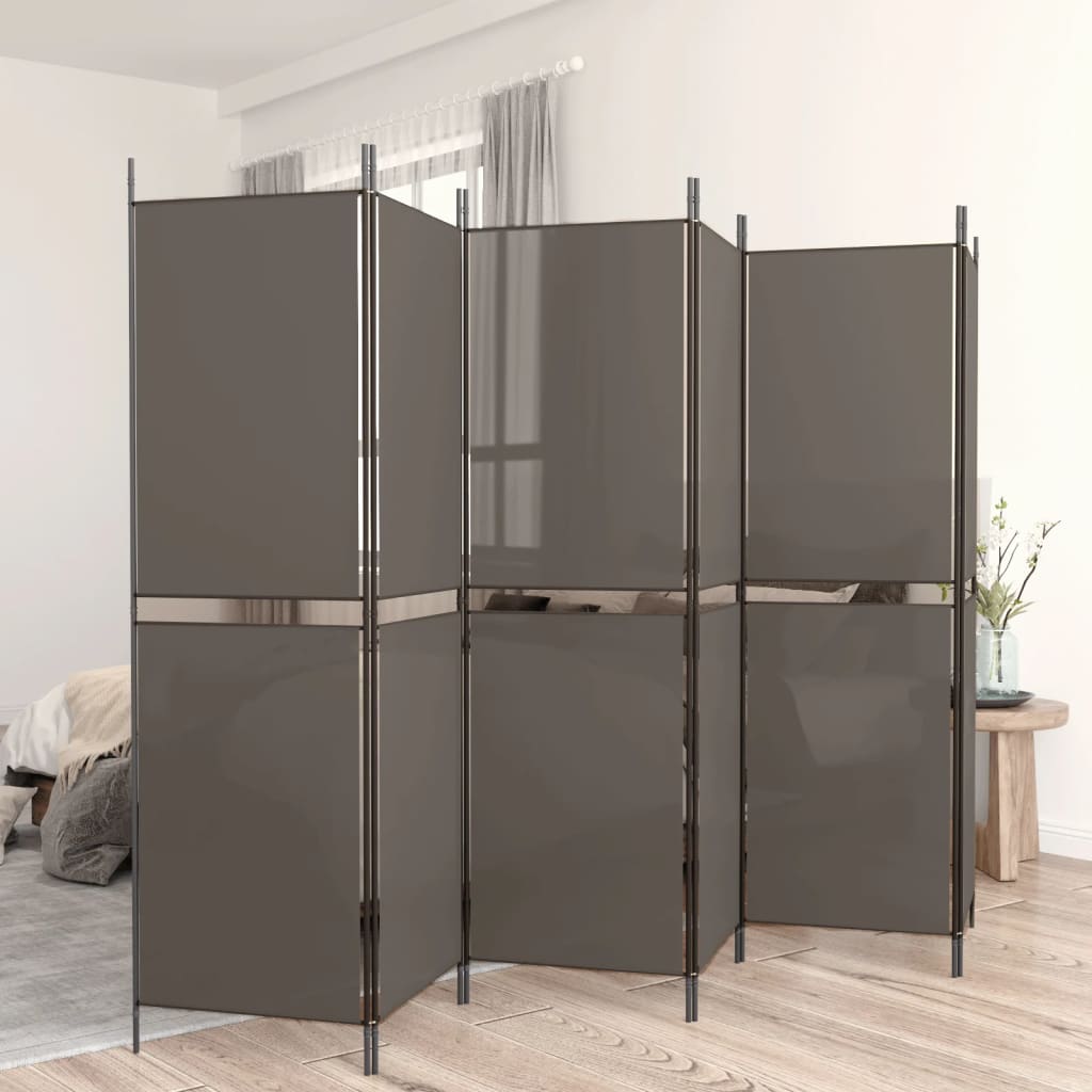 6-Panel Room Divider Anthracite 300x180 cm Fabric - Millennium Furniture