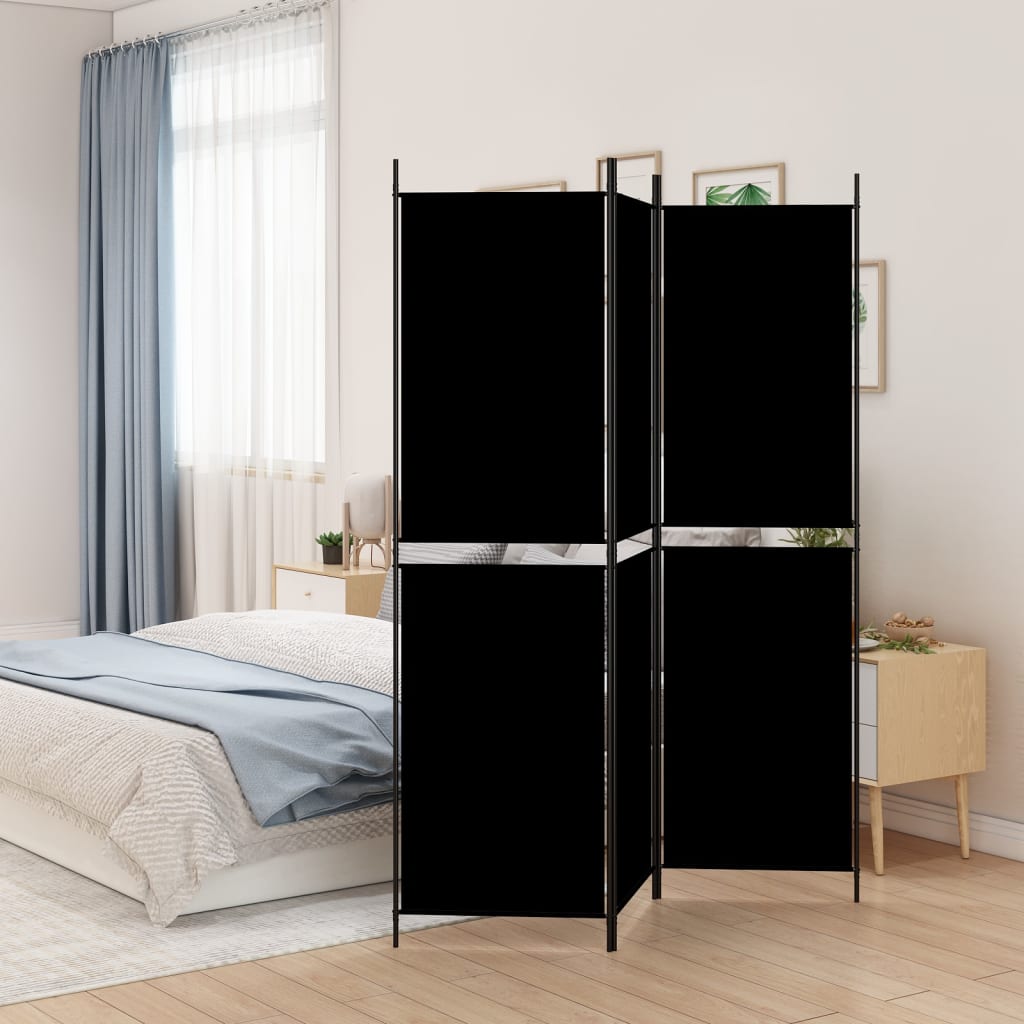 3-Panel Room Divider Black 150x200 cm Fabric - Tyrell & Tyrell