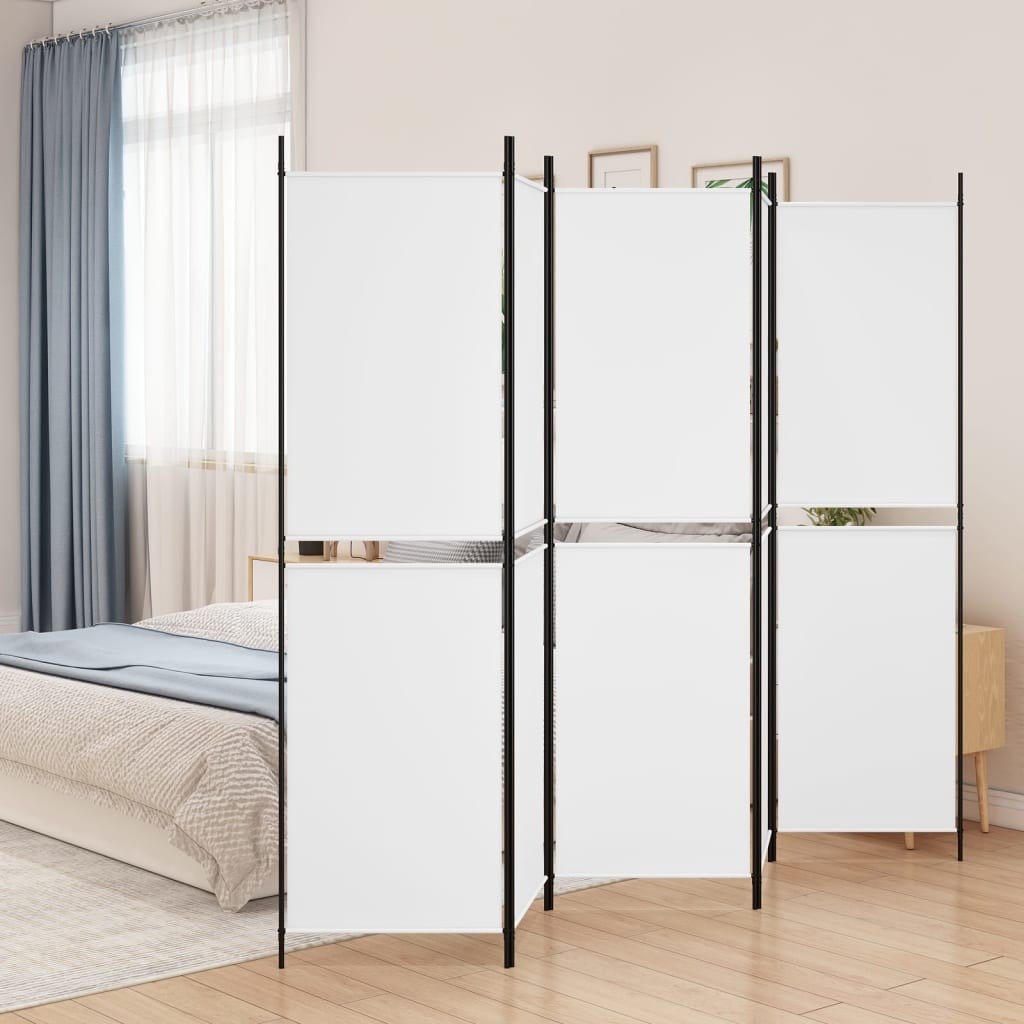 5-Panel Room Divider White 250x200 cm Fabric - Tyrell & Tyrell