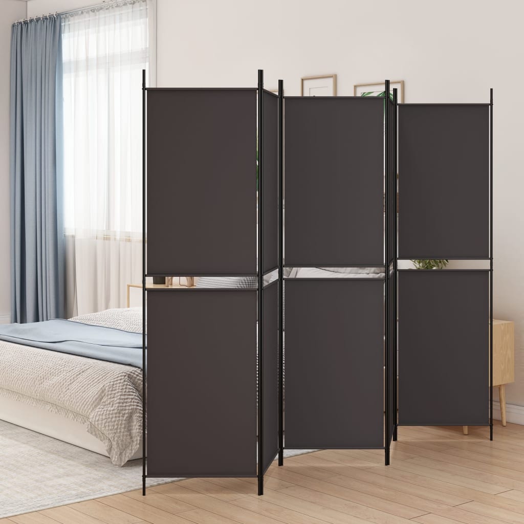 5-Panel Room Divider Brown 250x200 cm Fabric - Sid & Sam