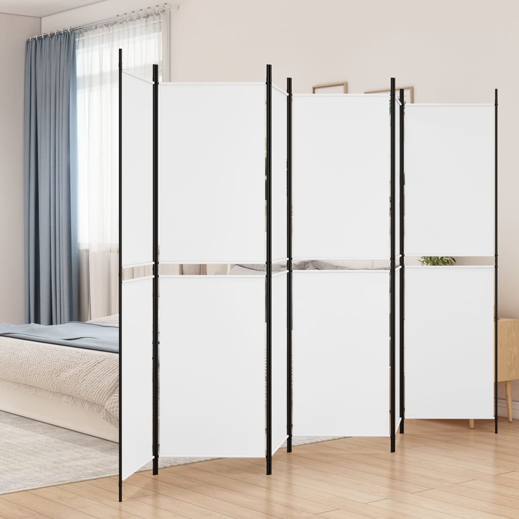 6-Panel Room Divider White 300x200 cm Fabric - Sid & Sam