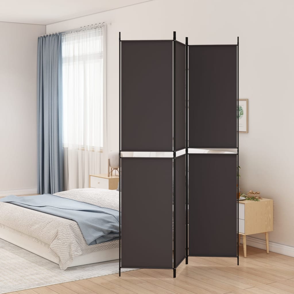 3-Panel Room Divider Brown 150x220 cm Fabric - Tyrell & Tyrell