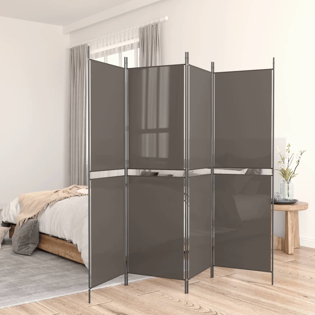 4-Panel Room Divider Anthracite 200x220 cm Fabric - Brittle & Co