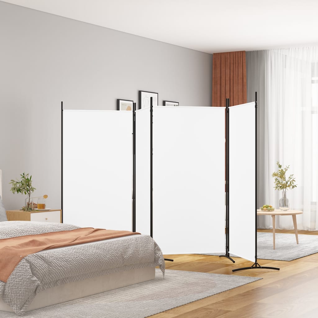 4-Panel Room Divider White 346x180 cm Fabric - Tyrell & Tyrell