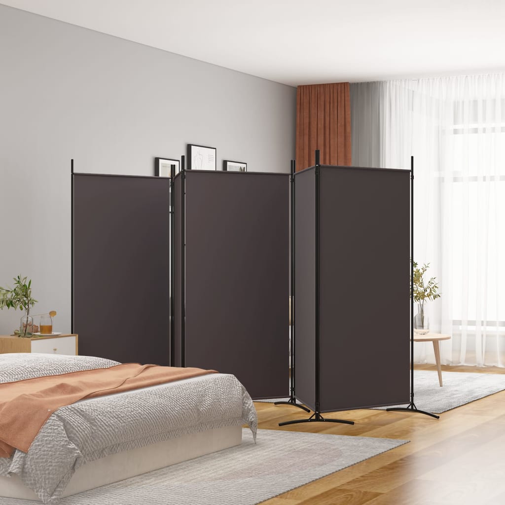 5-Panel Room Divider Brown 433x180 cm Fabric - Sid & Sam