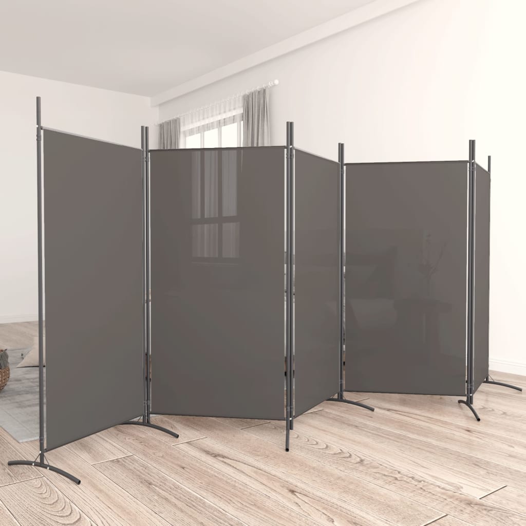 5-Panel Room Divider Anthracite 433x180 cm Fabric - Merlin Deals