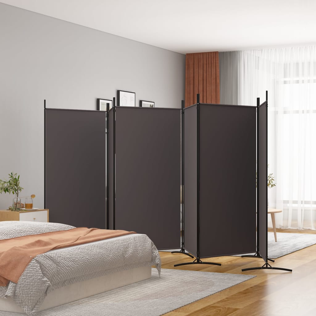 6-Panel Room Divider Brown 520x180 cm Fabric - Sid & Sam