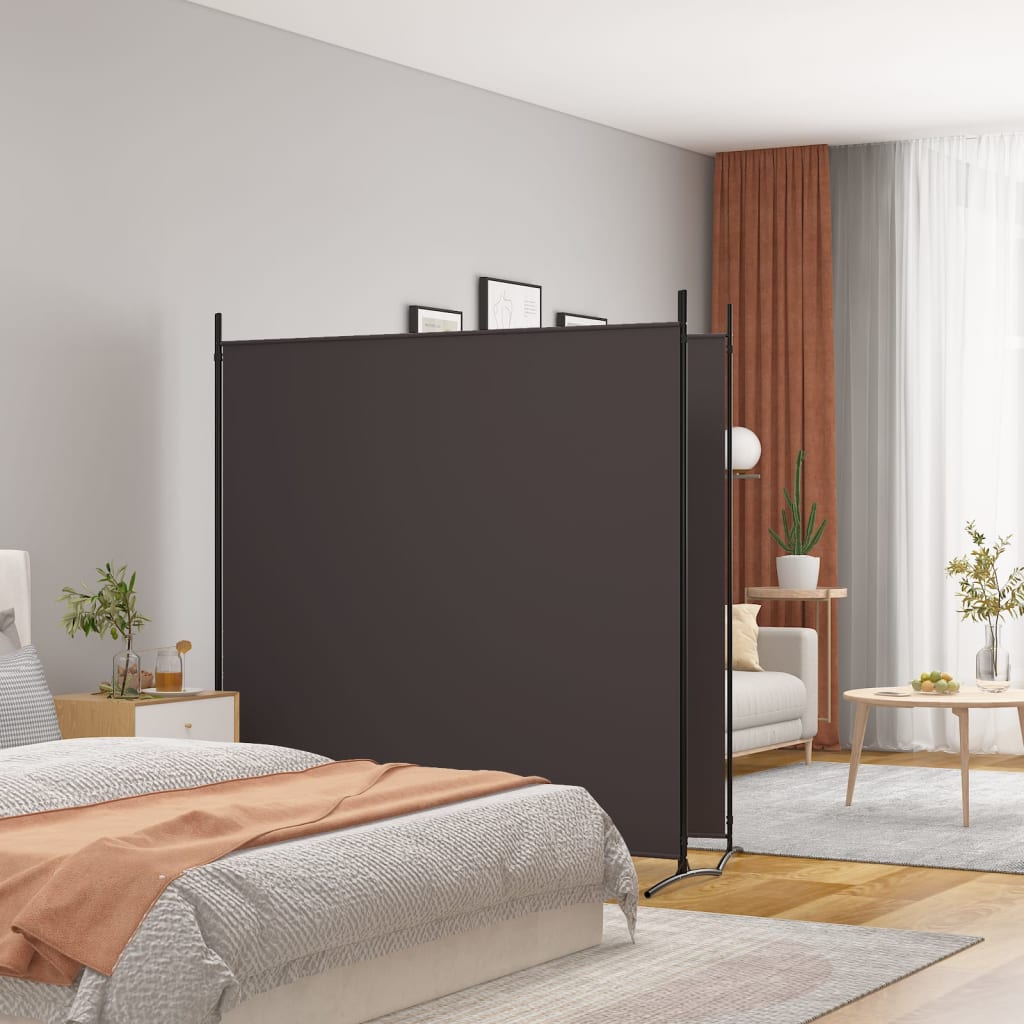 2-Panel Room Divider Brown 348x180 cm Fabric - Unbeatable Bargains