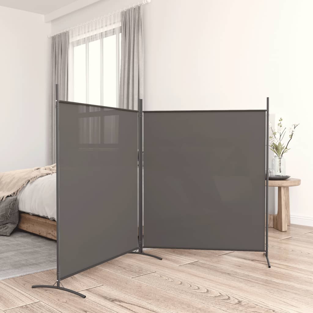 2-Panel Room Divider Anthracite 348x180 cm Fabric - Decor Base