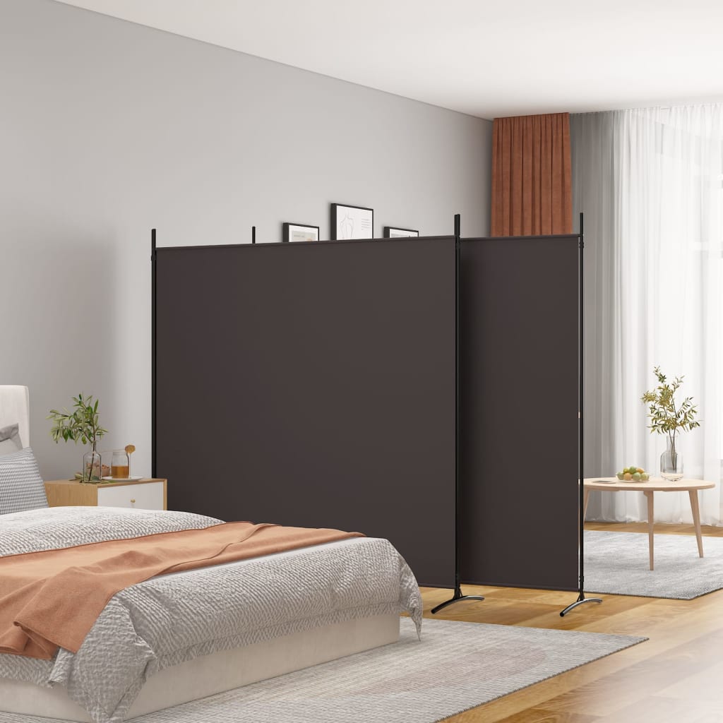 3-Panel Room Divider Brown 525x180 cm Fabric - R and M Furniture