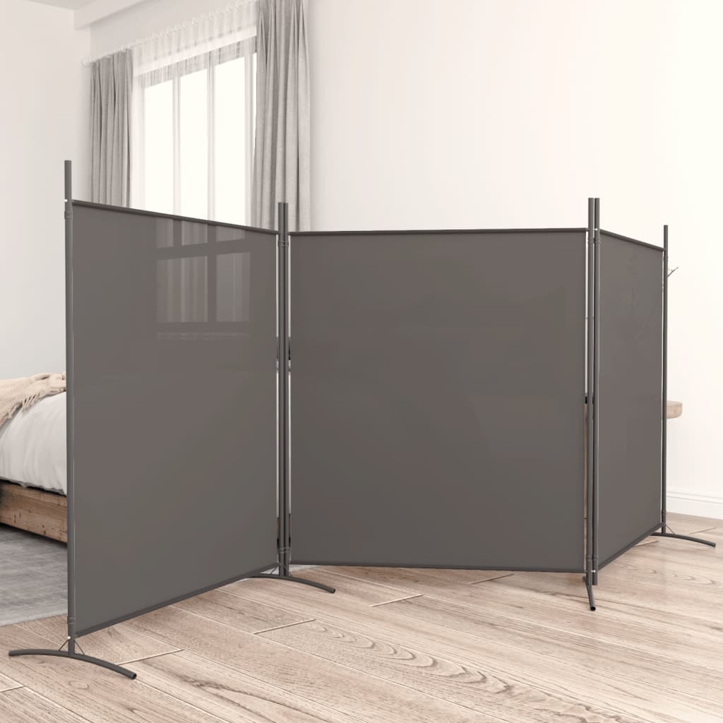 3-Panel Room Divider Anthracite 525x180 cm Fabric - Sid & Sam