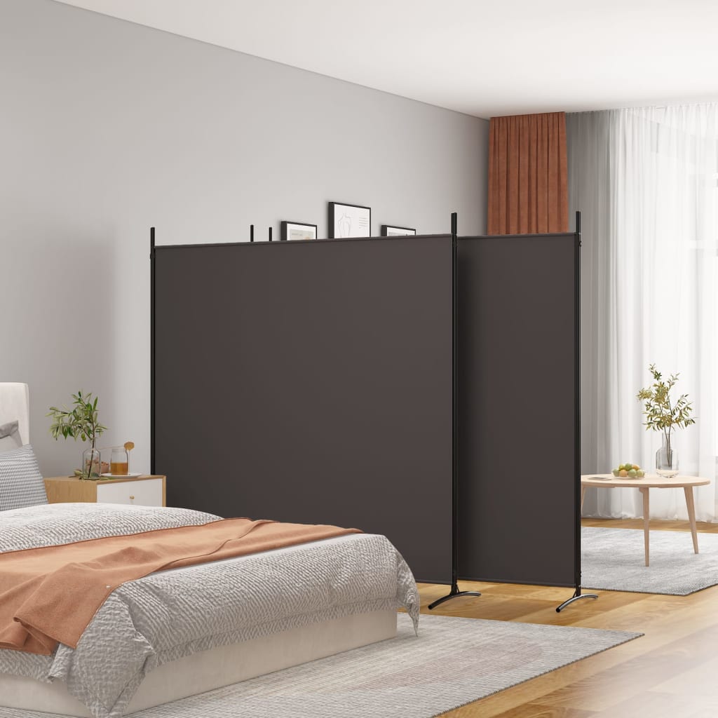 4-Panel Room Divider Brown 698x180 cm Fabric - Decor Base