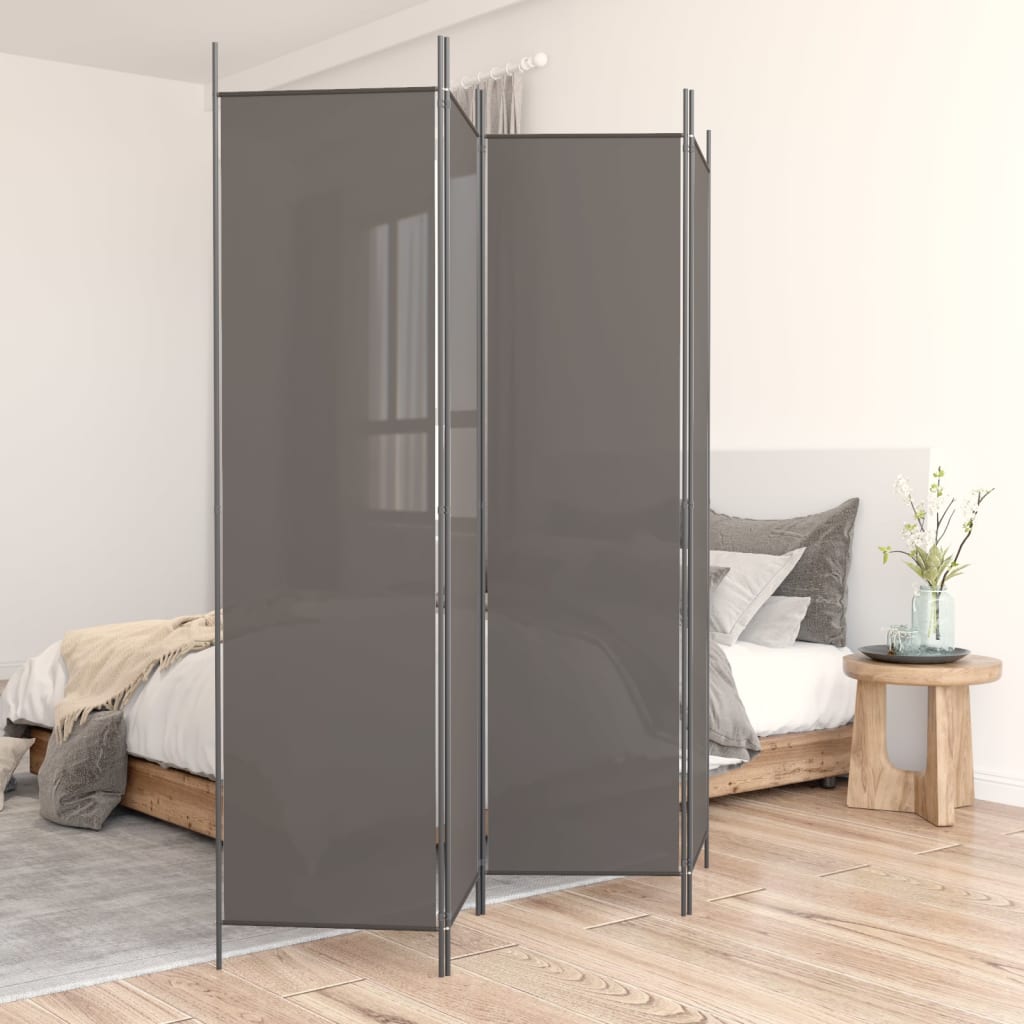 4-Panel Room Divider Anthracite 698x180 cm Fabric - Unbeatable Bargains