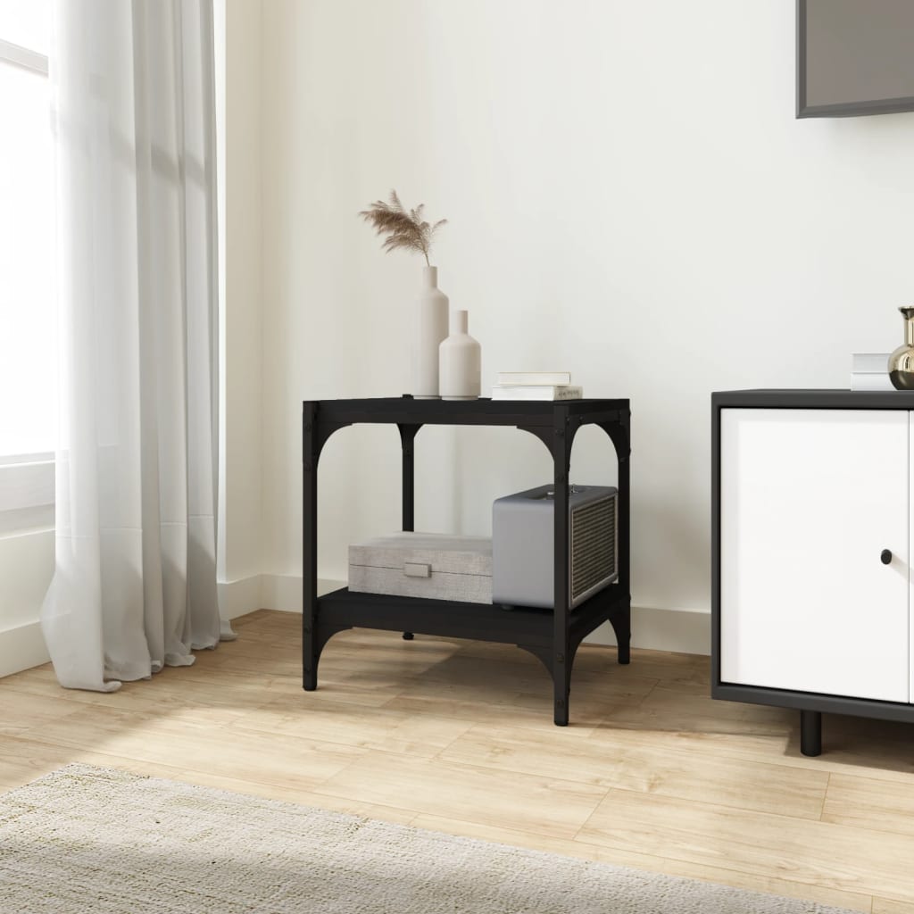 TV Cabinet Black 40x33x41 cm Engineered Wood and Steel - Tyrell & Tyrell