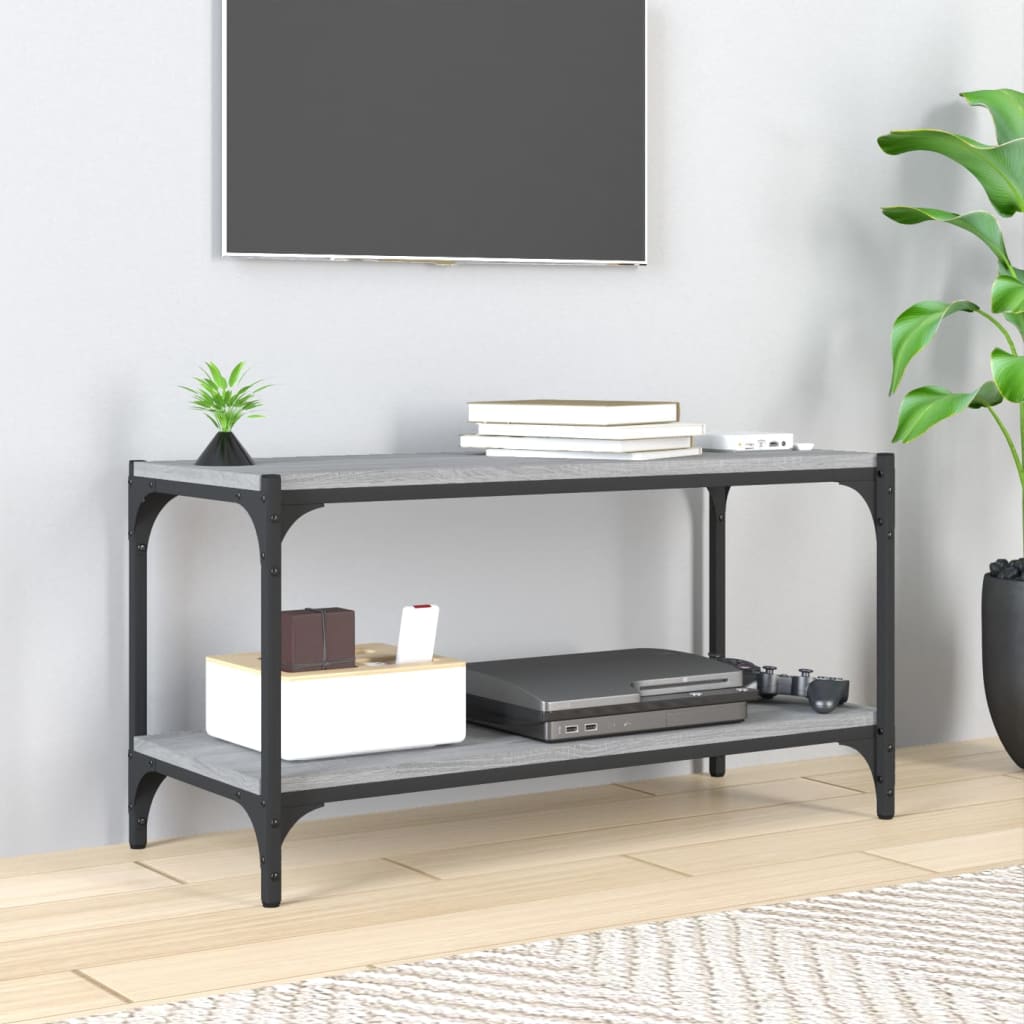 TV Cabinet Grey Sonoma 80x33x41 cm Engineered Wood and Steel - Tyrell & Tyrell
