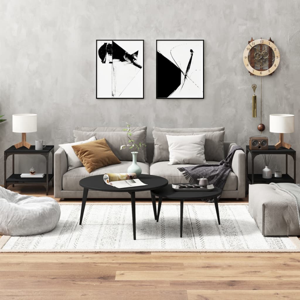 Side Tables 2 pcs Black 40x40x40 cm Engineered Wood - Millennium Furniture