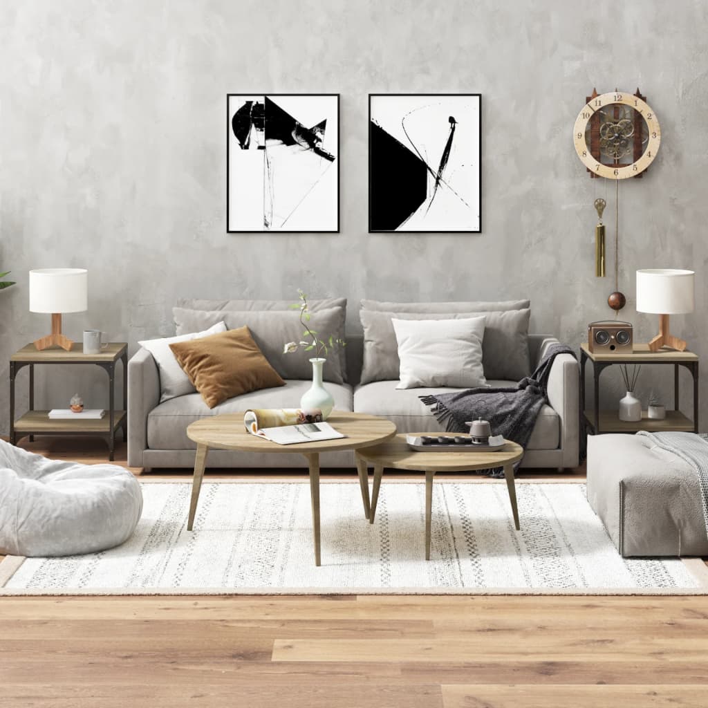 Side Tables 2 pcs Sonoma Oak 40x40x40 cm Engineered Wood - Decor Base