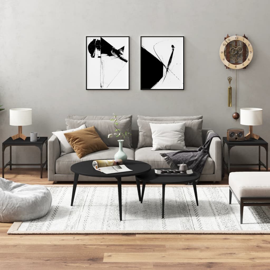 Side Tables 2 pcs Black 40x40x35 cm Engineered Wood - Unbeatable Bargains