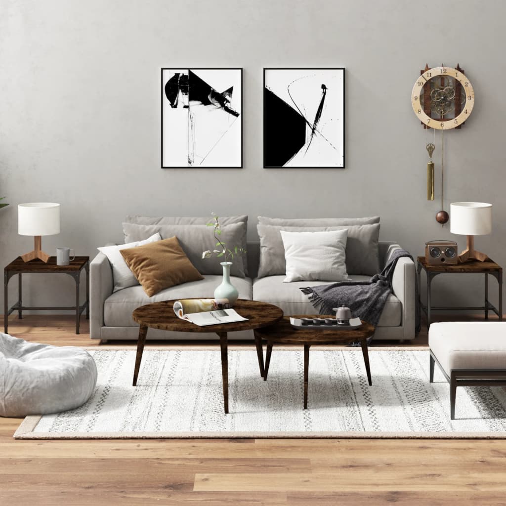 Side Tables 2 pcs Smoked Oak 40x40x35 cm Engineered Wood - Unbeatable Bargains