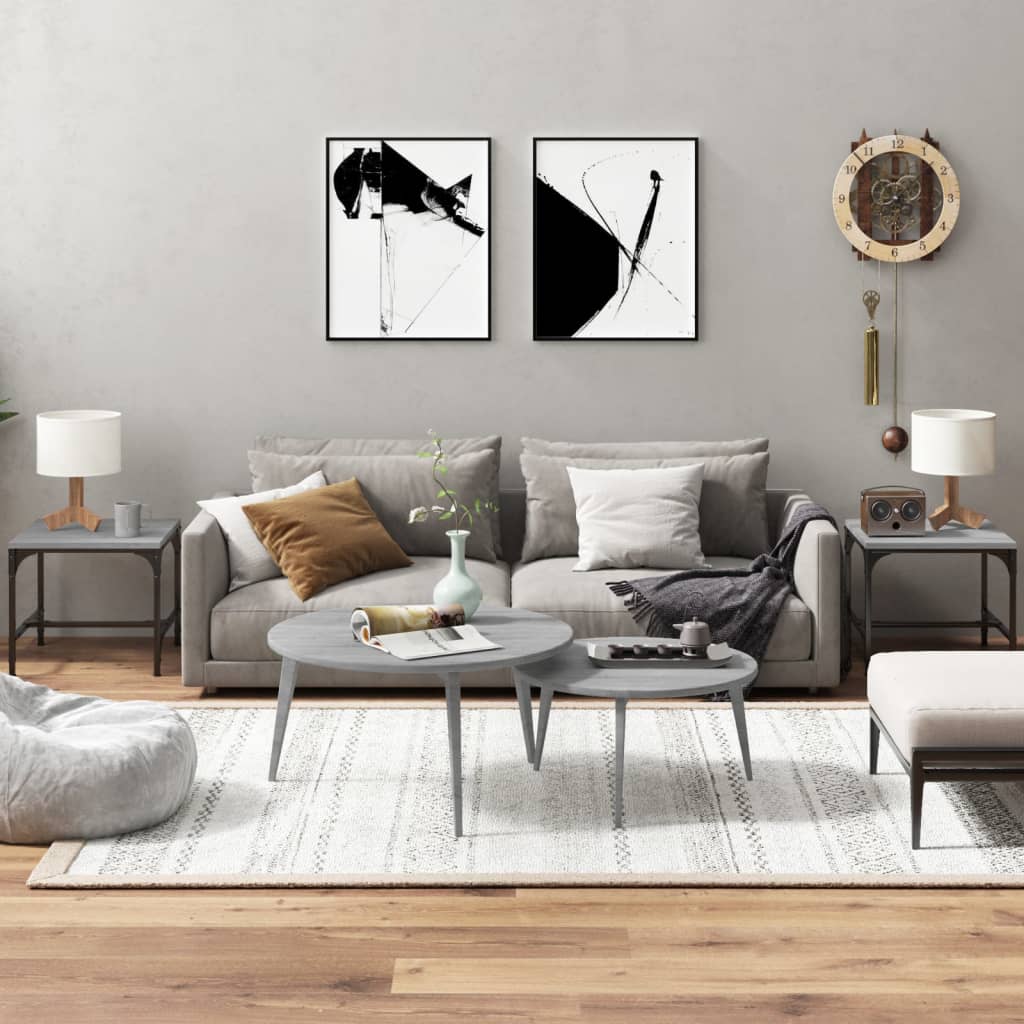 Side Tables 2 pcs Grey Sonoma 40x40x35 cm Engineered Wood - Millennium Furniture