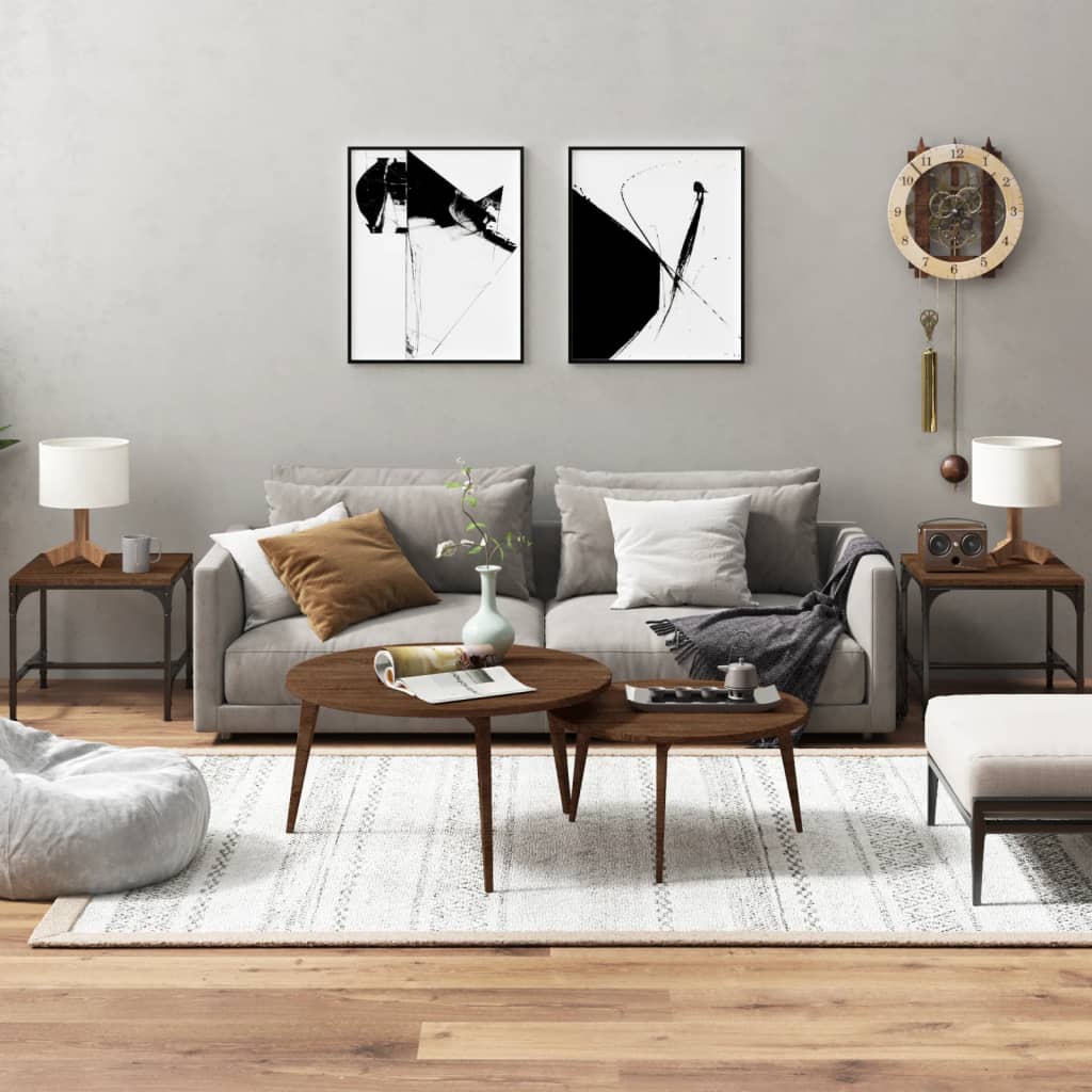 Side Tables 2 pcs Brown Oak 40x40x35 cm Engineered Wood - Unbeatable Bargains