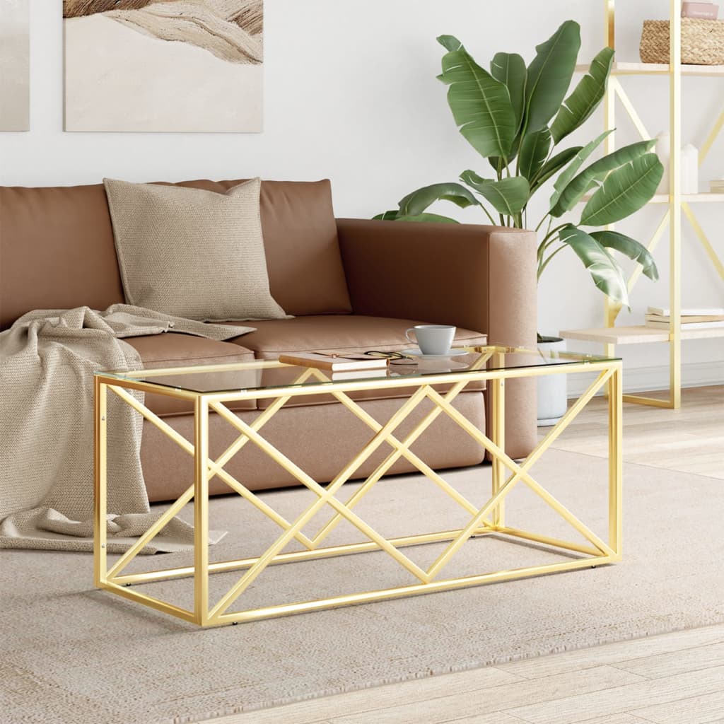 Coffee Table 110x45x45 cm Stainless Steel and Glass - Style and Chic