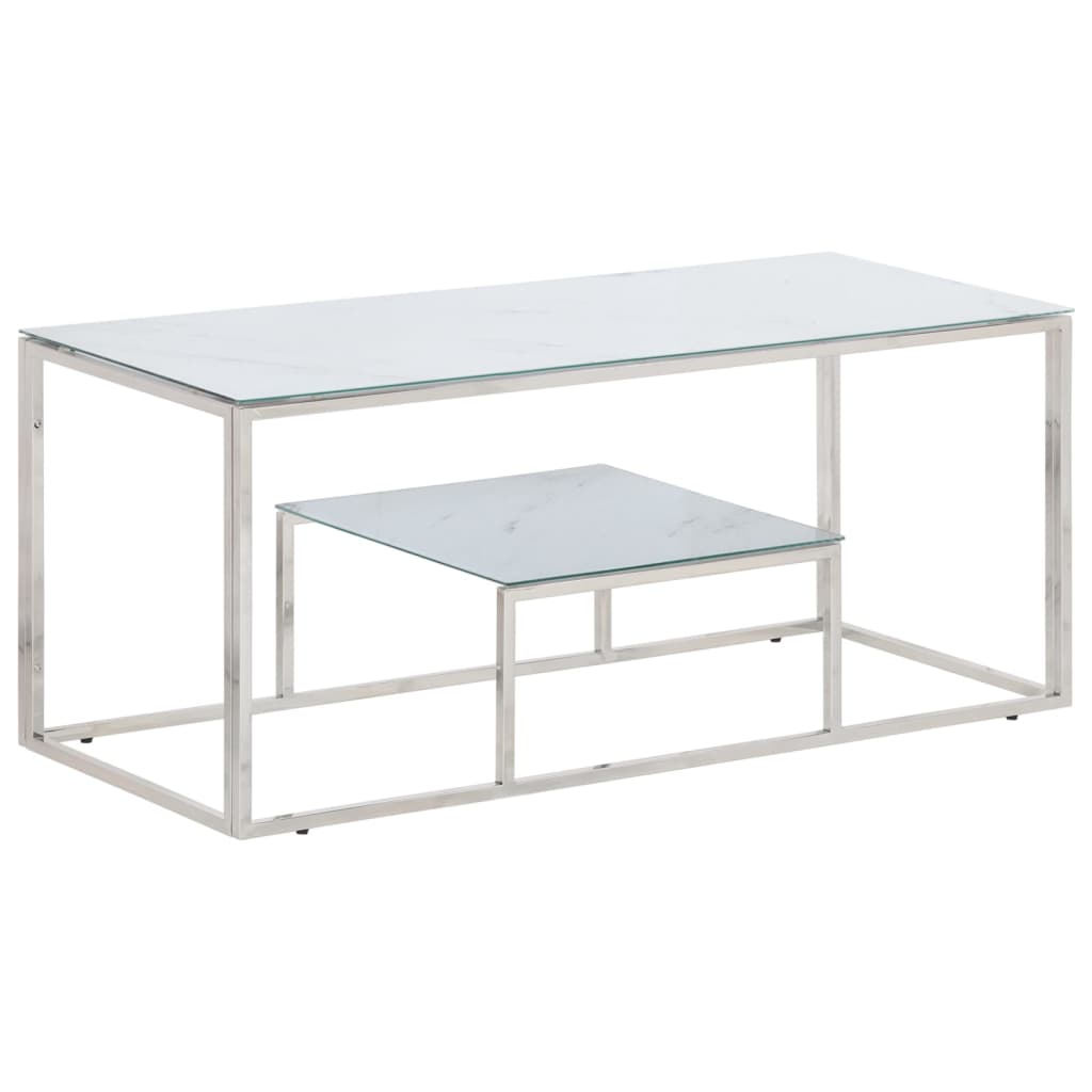 Coffee Table Silver Stainless Steel and Tempered Glass - vid-350019 - Design Hut
