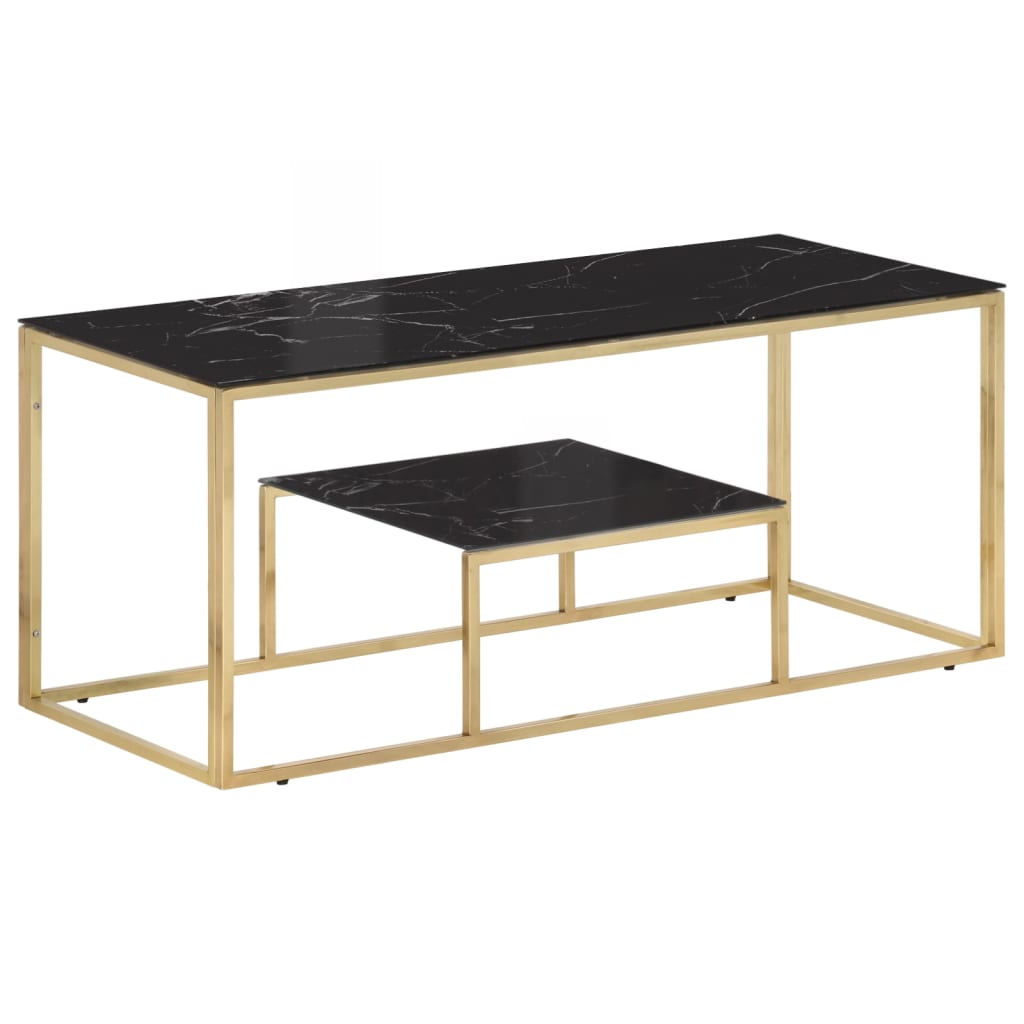 Coffee Table Gold Stainless Steel and Tempered Glass - vid-350020 - Design Hut