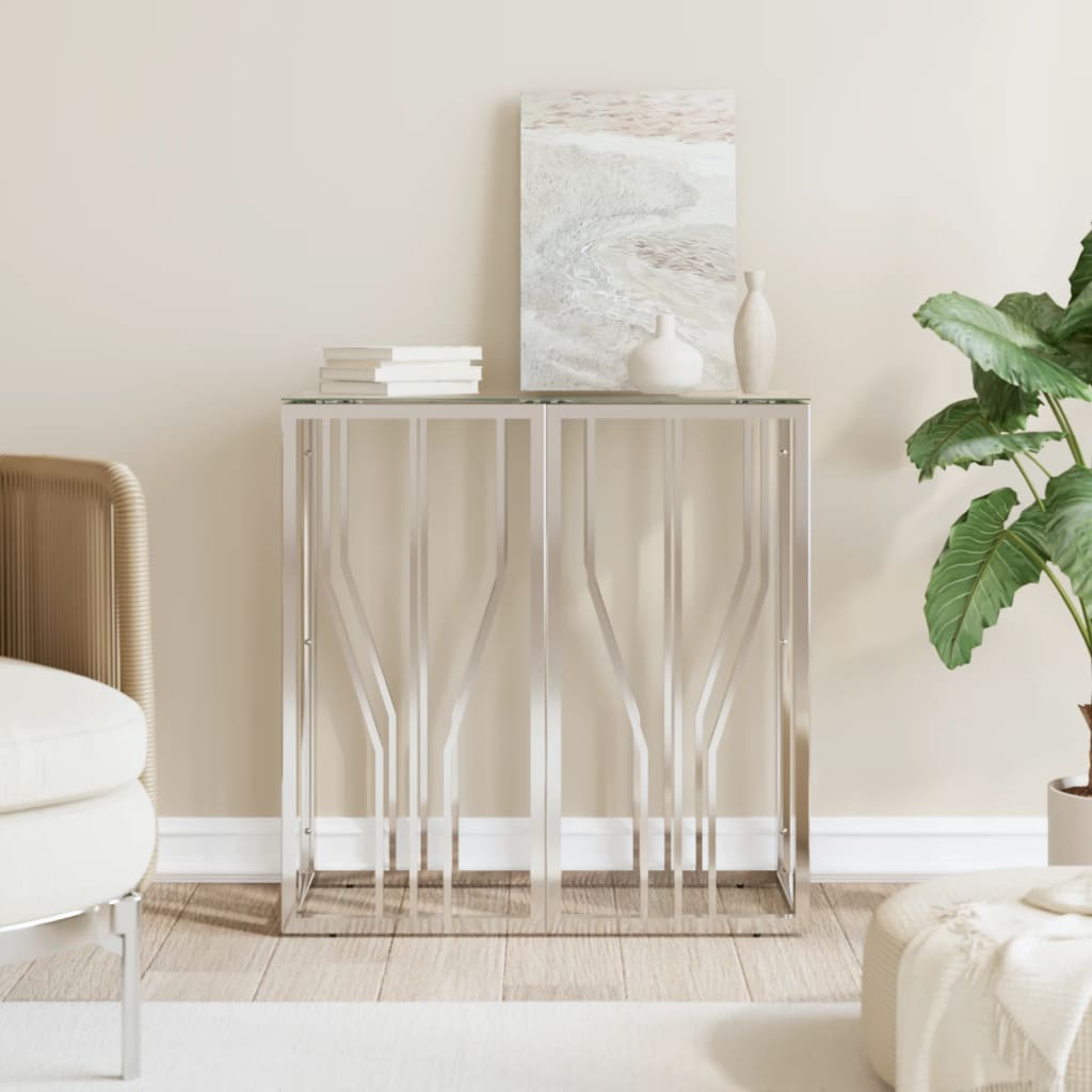 Console Table 70x30x70 cm Stainless Steel and Glass - All Things Good