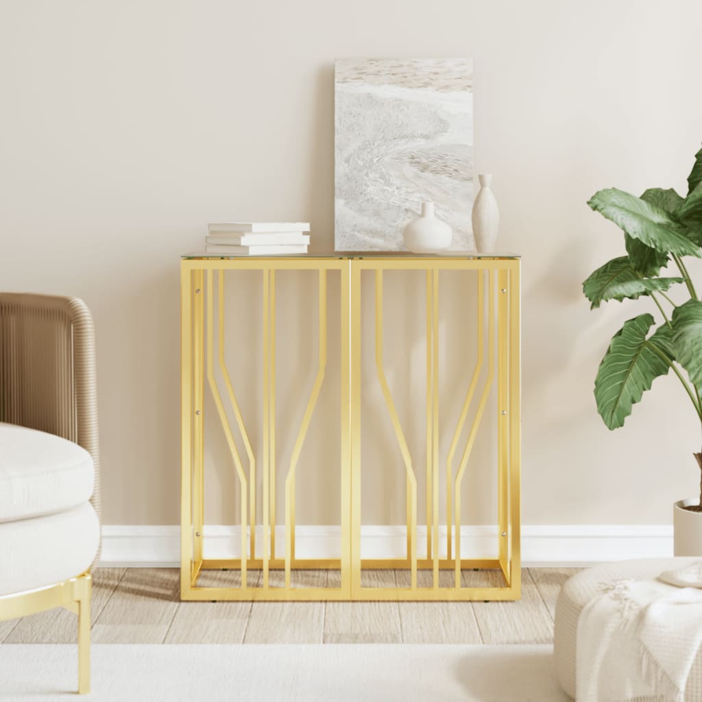 Console Table Gold 70x30x70 cm Stainless Steel and Glass - Unbeatable Bargains