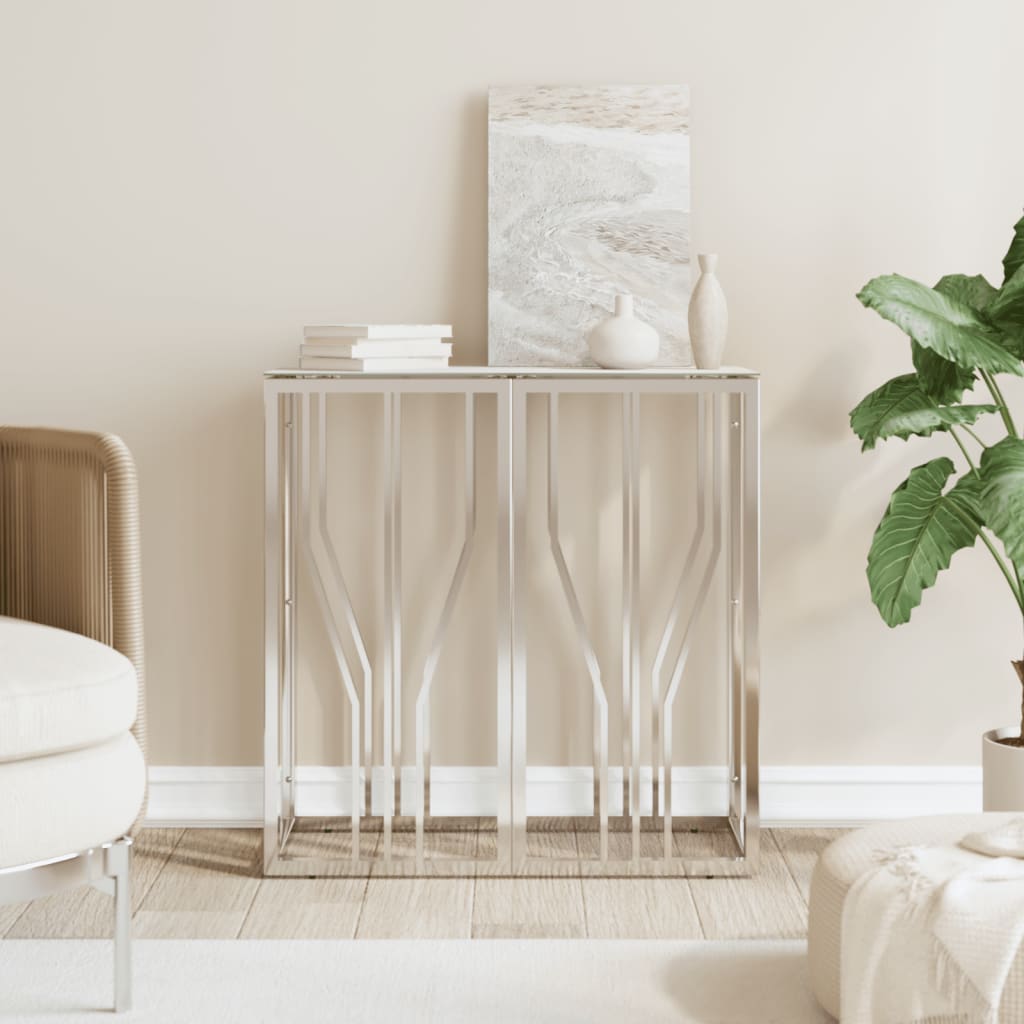Console Table Silver 70x30x70cm Stainless Steel and Glass - Tyrell & Tyrell