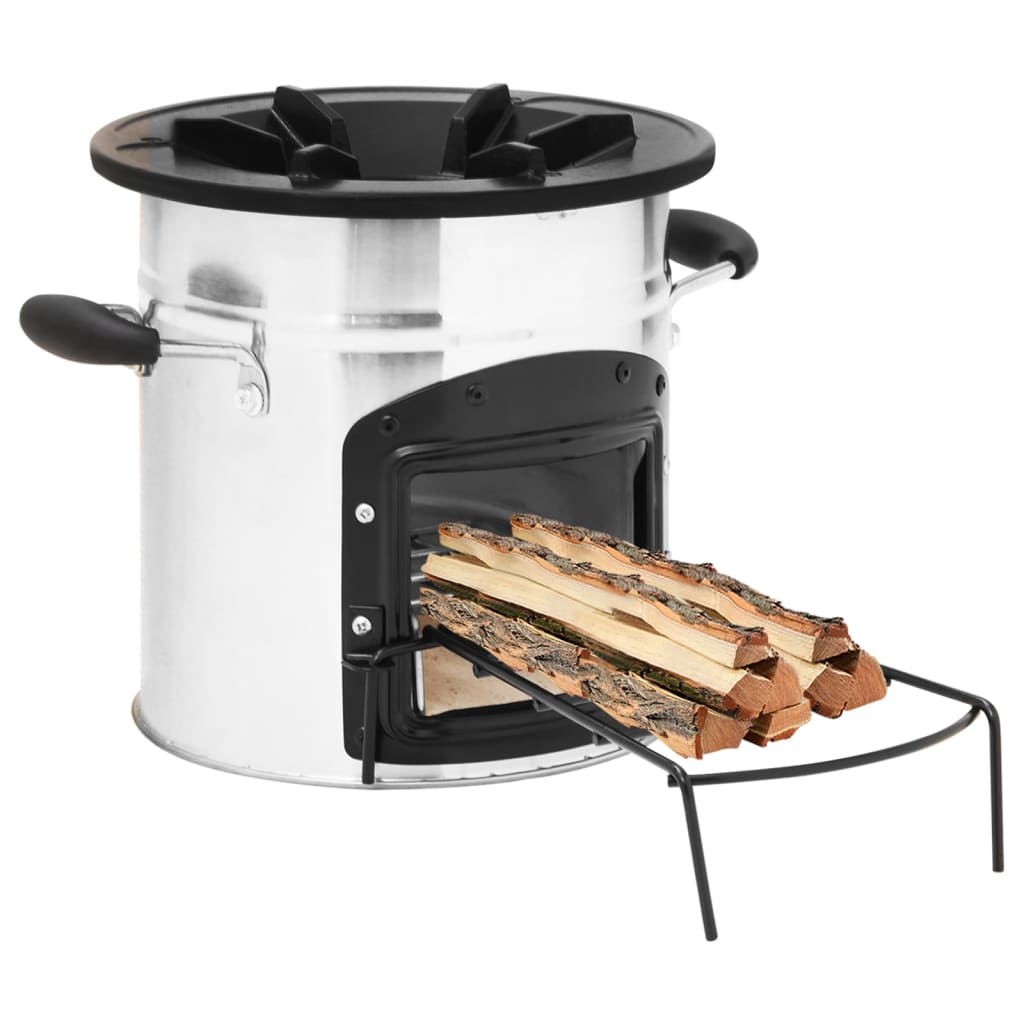Camping Wood Stove Silver 45.5x33x25.5 cm Stainless Steel - Sid & Sam