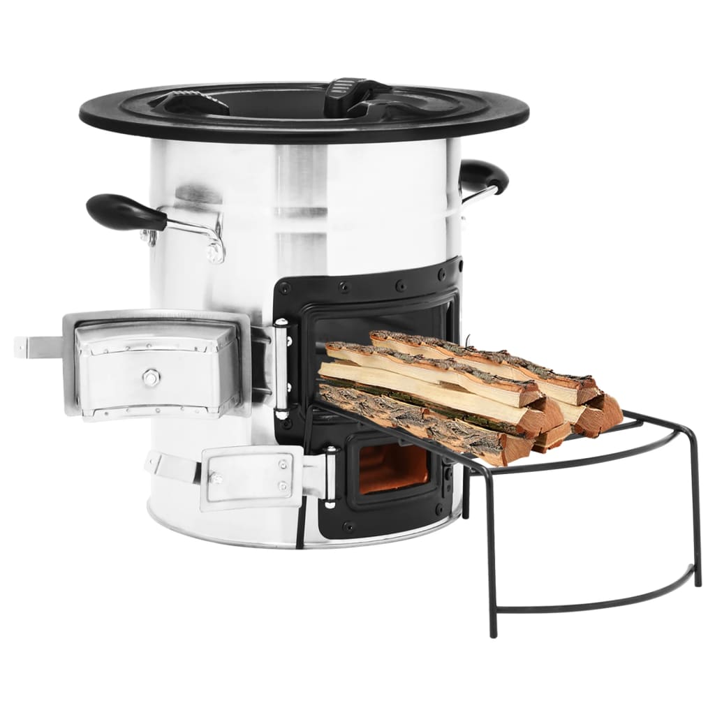 Camping Wood Stove Silver 51.5x35x30.5 cm Stainless Steel - Merlin Deals