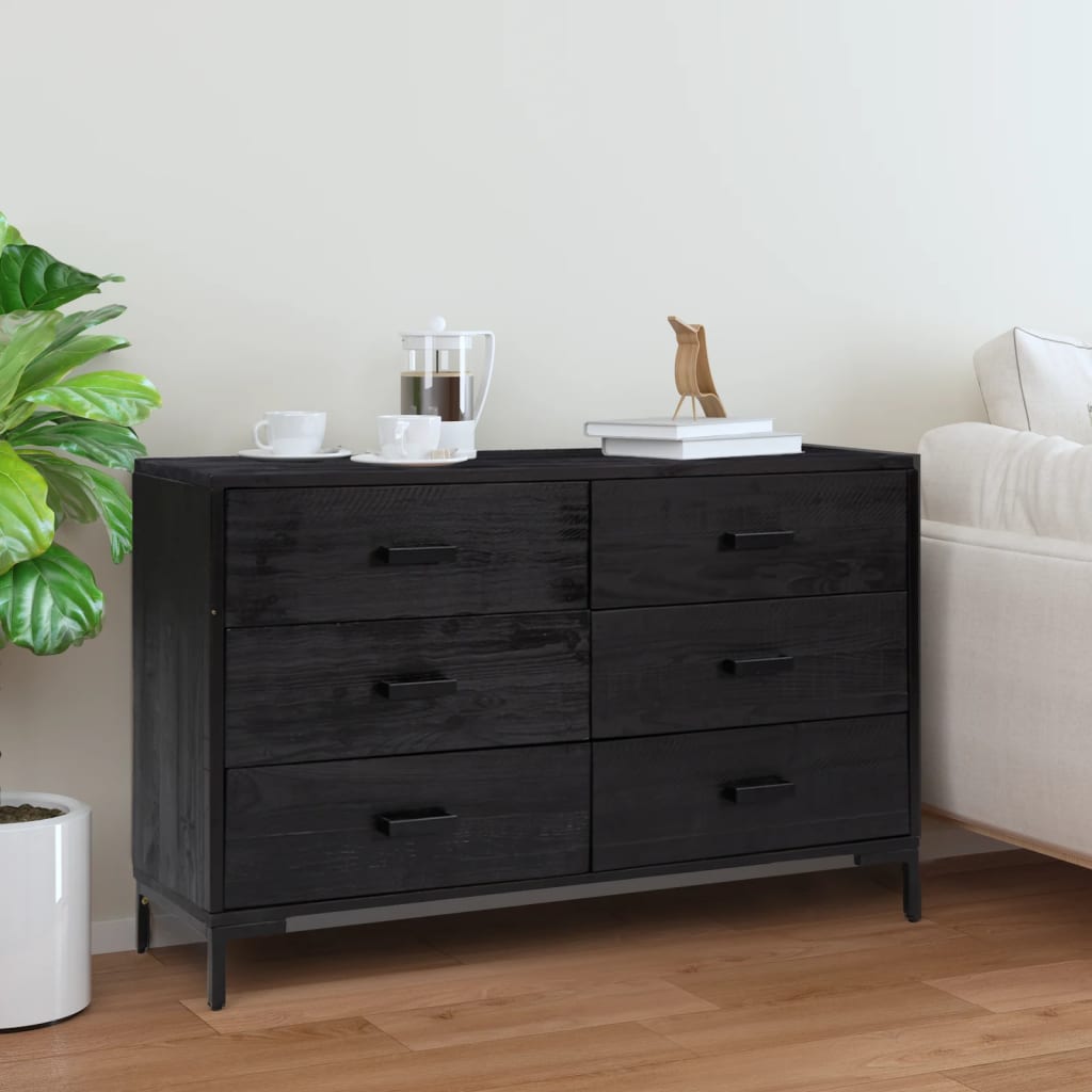 Sideboard Black 110x35x70 cm Solid Pinewood - Style and Chic