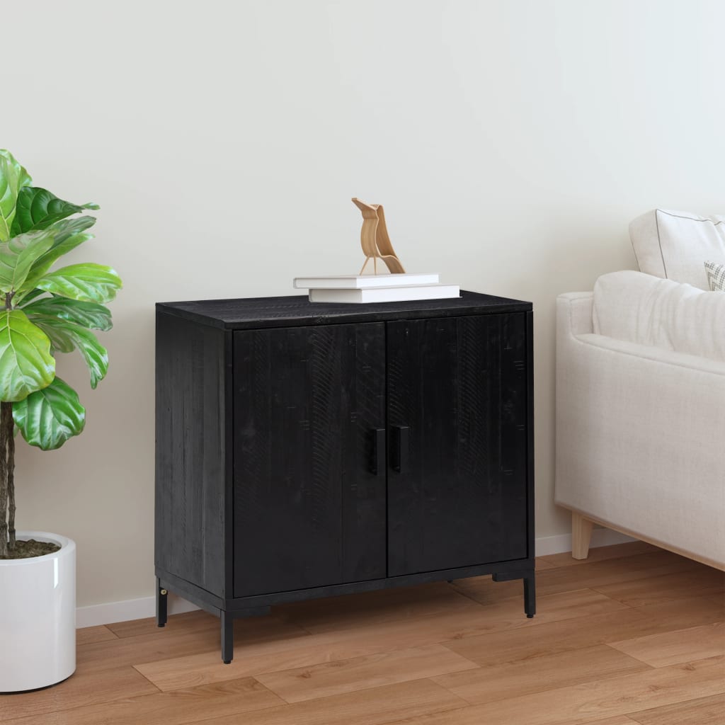 Sideboard Black 75x35x70 cm Solid Pinewood - Decor Base