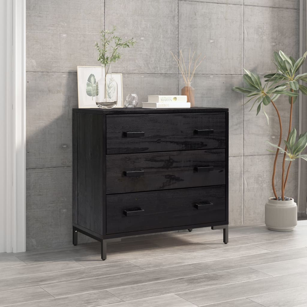 HOCKLEY Black Chest of Drawers - Medium-sized, 3 Drawers - Style and Chic