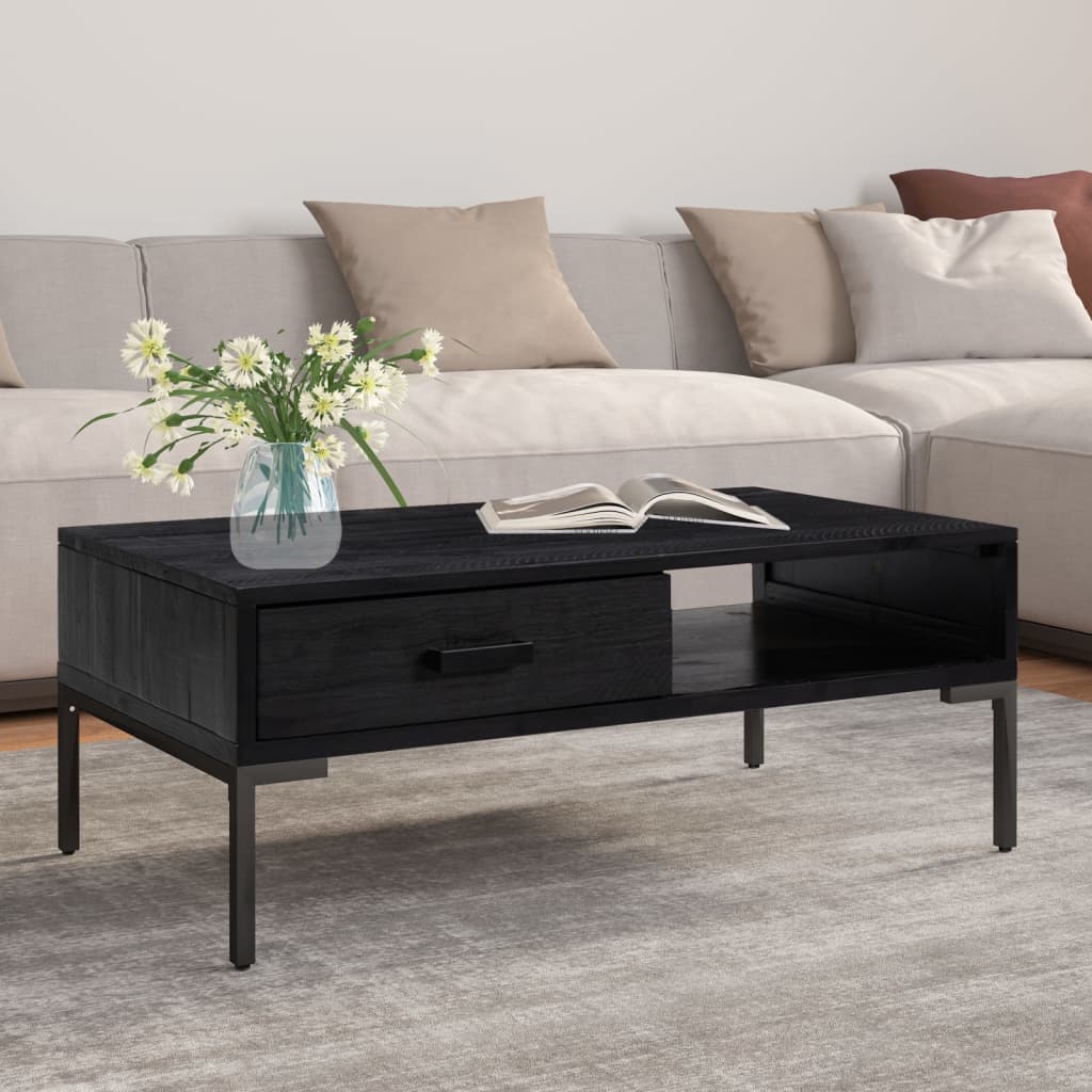 Coffee Table Black 90x50x35 cm Solid Pinewood - Sid & Sam