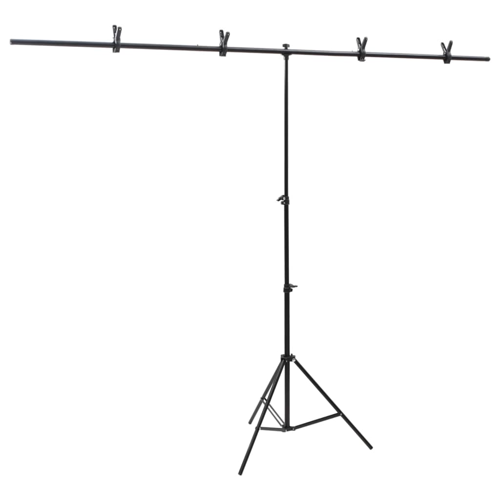 T-Shape Background Stand Black 201x60x(70-200) cm - Casper Homes