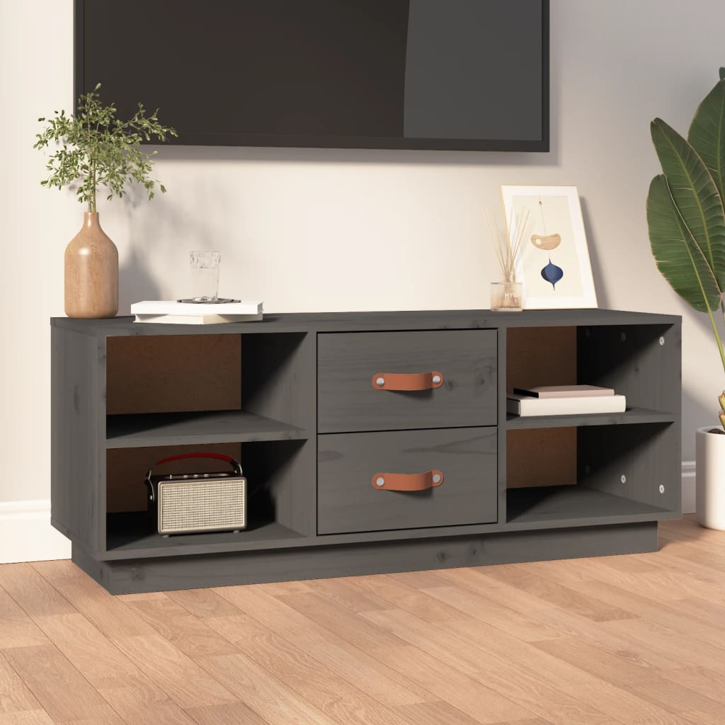 TV Cabinet Grey 100x34x40 cm Solid Wood Pine - R and M Furniture